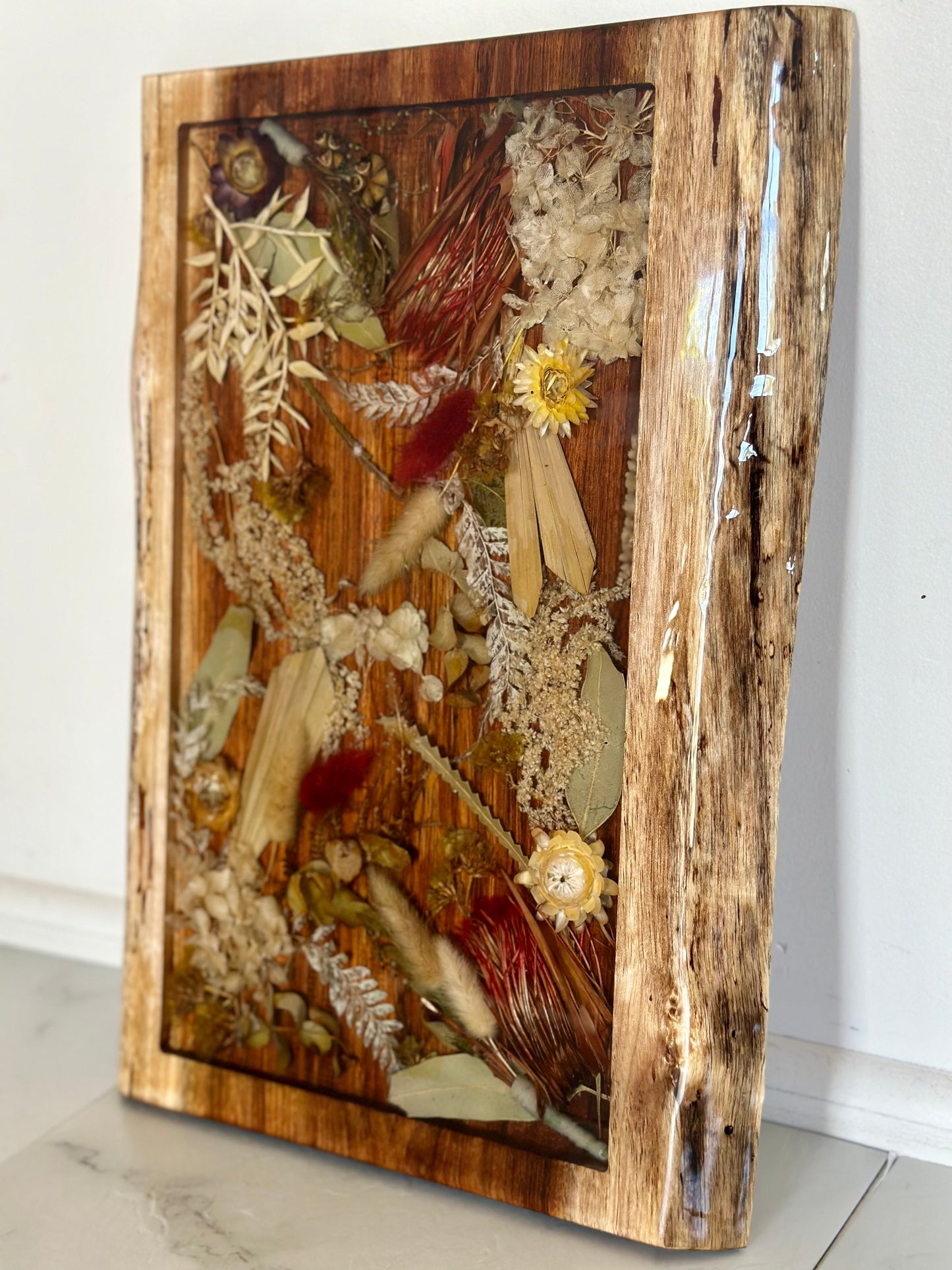 Live Edge Rectangle Serving Board Flower Preservation