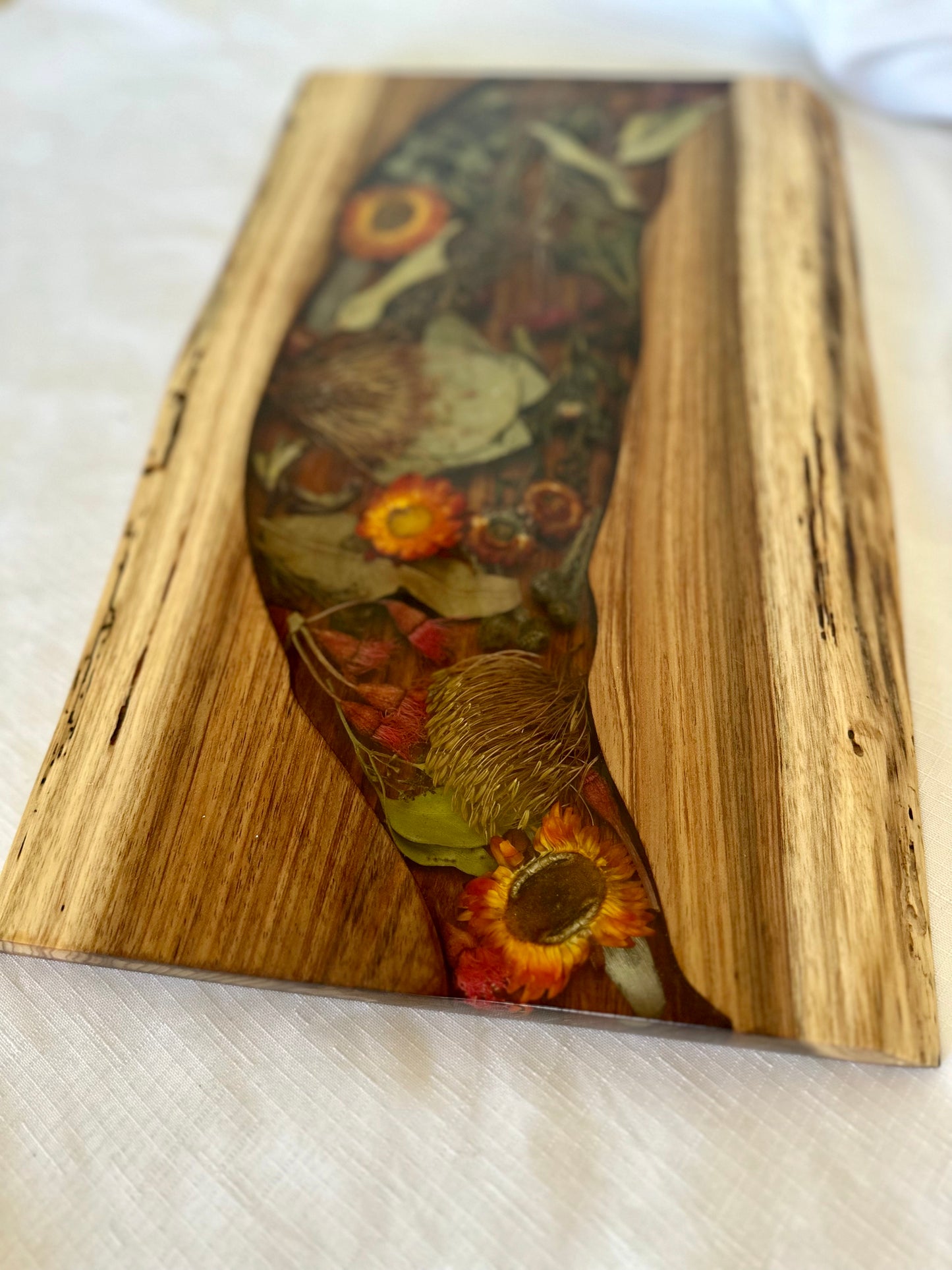 Live Edge Rectangle Serving Board Flower Preservation