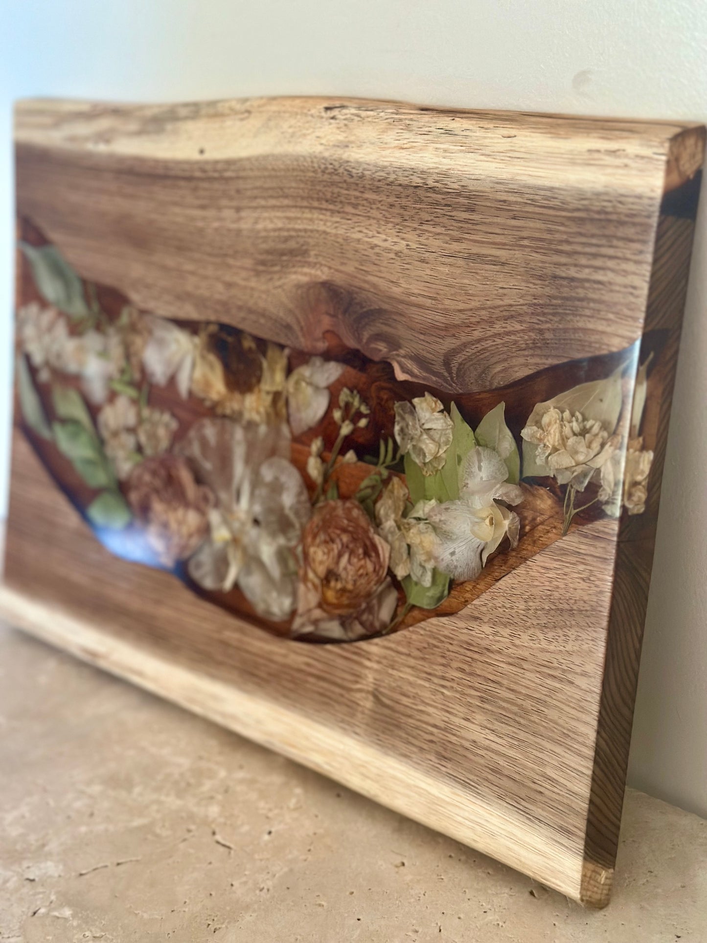 Live Edge Rectangle Serving Board Flower Preservation