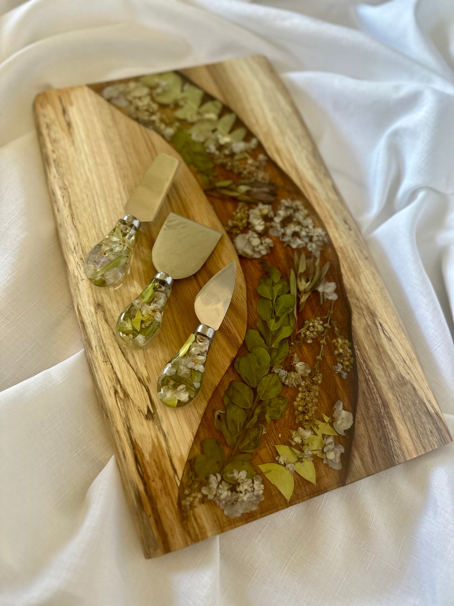 Live Edge Rectangle Serving Board Flower Preservation