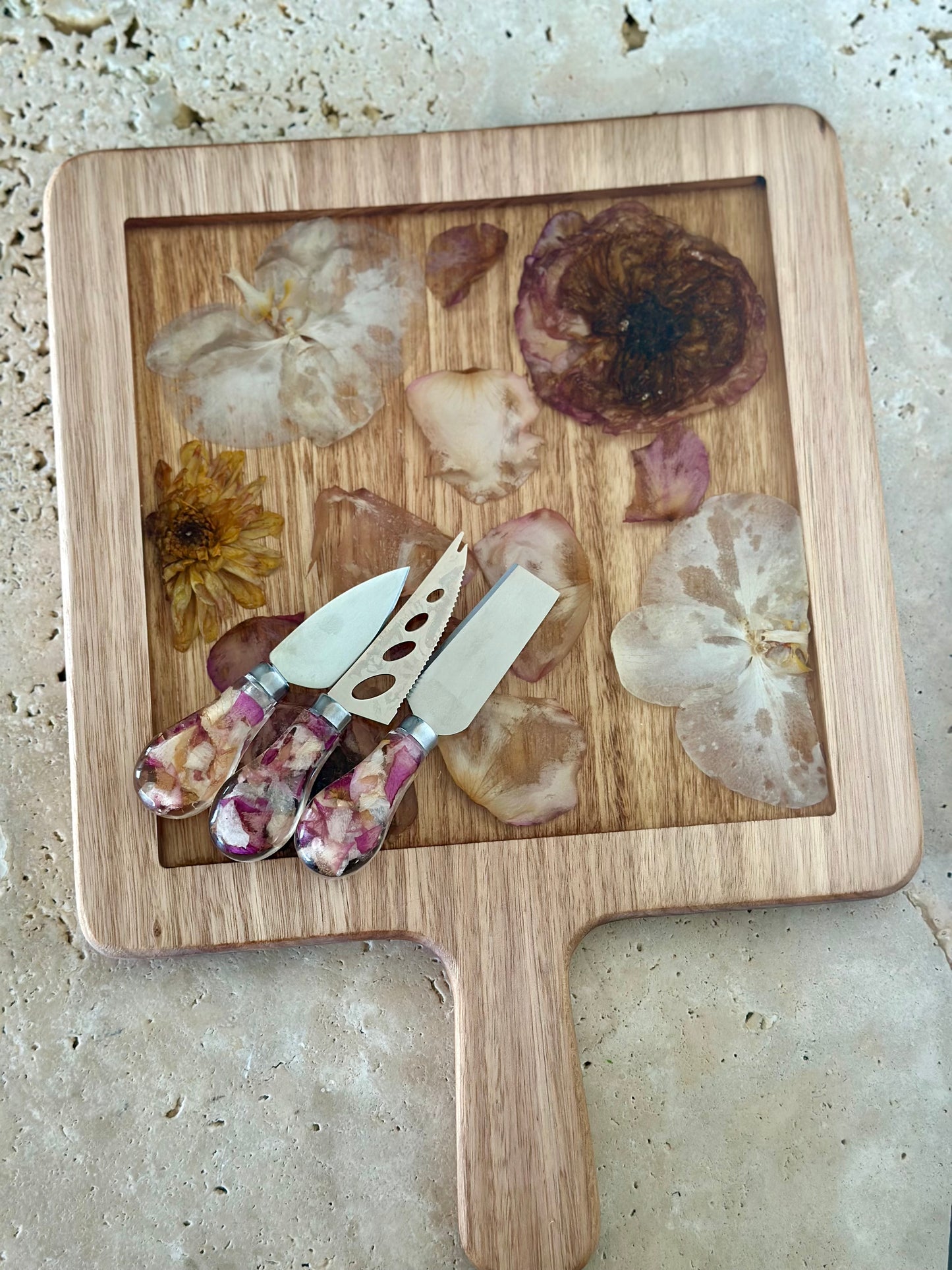 Paddle Resin Serving Board Flower Preservation