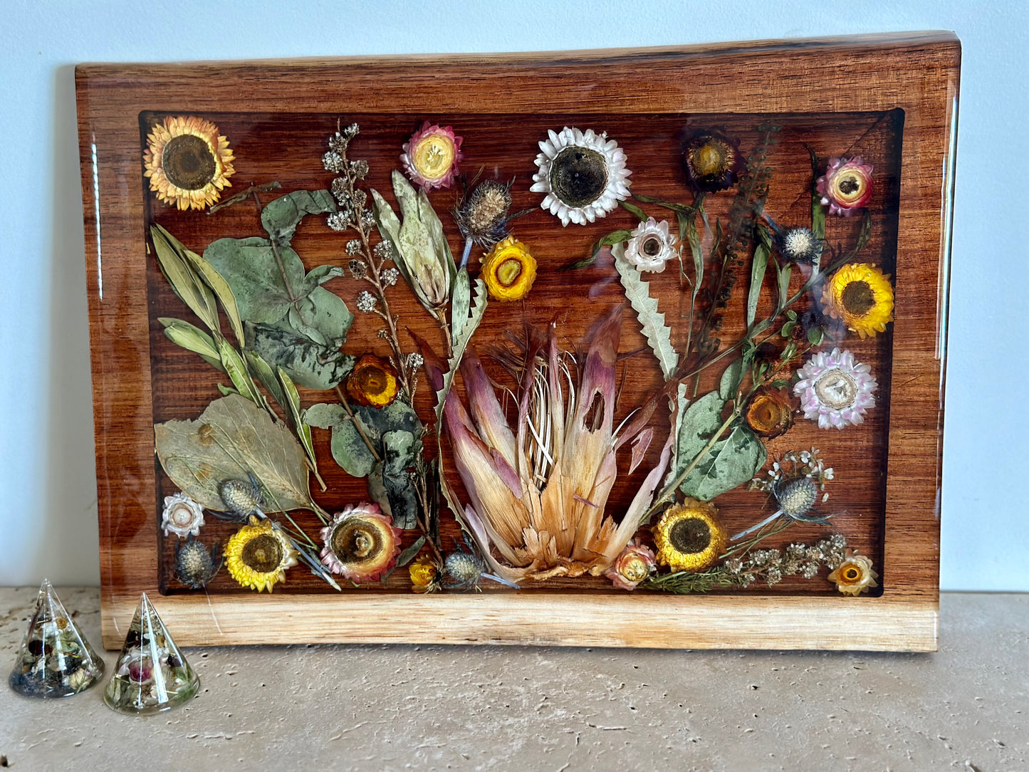 Live Edge Rectangle Serving Board Flower Preservation