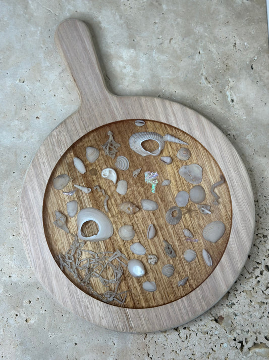 Shell Round Paddle Resin Serving Board