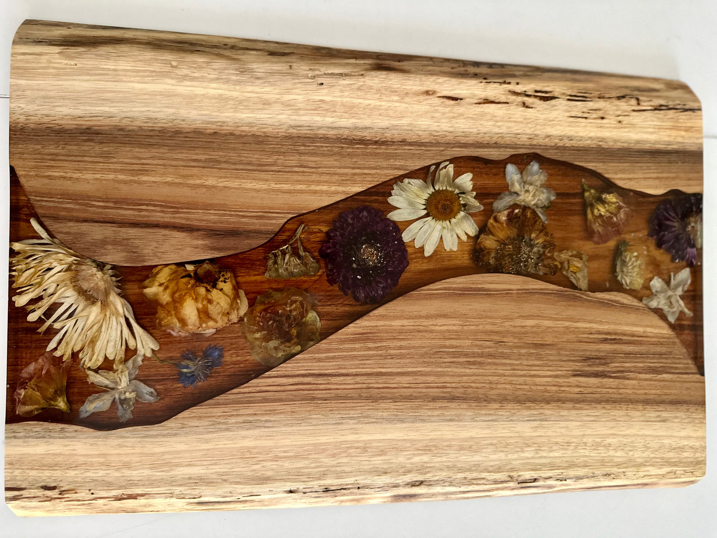 Live Edge Rectangle Serving Board Flower Preservation