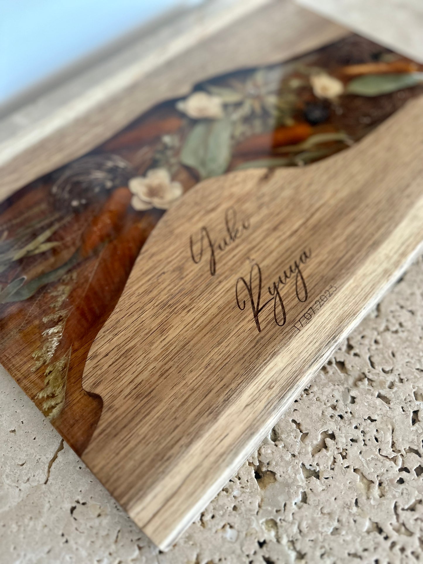 Live Edge Rectangle Serving Board Flower Preservation