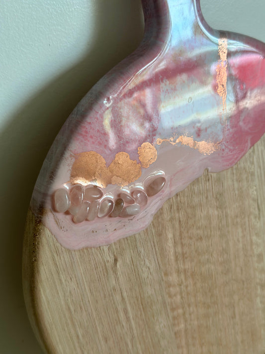 Round Paddle Resin Serving Board - Rose Quartz