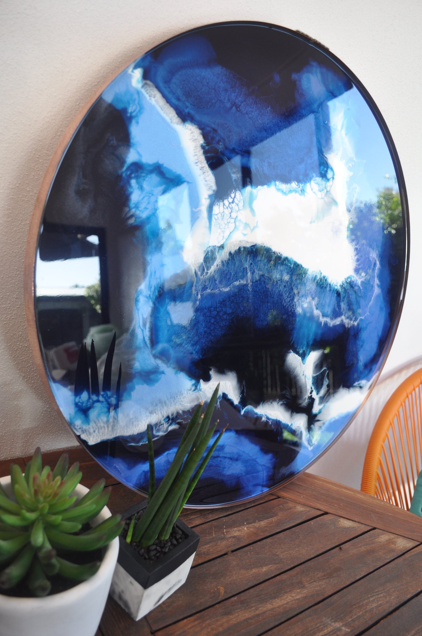 Original Round Resin Artwork Framed