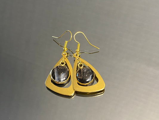 Gold Triangle Resin Dangle Earrings (163)