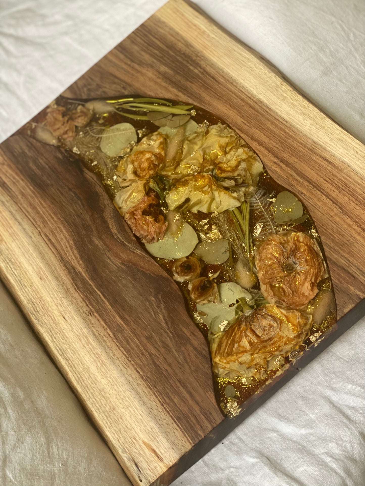 Live Edge Rectangle Serving Board Flower Preservation