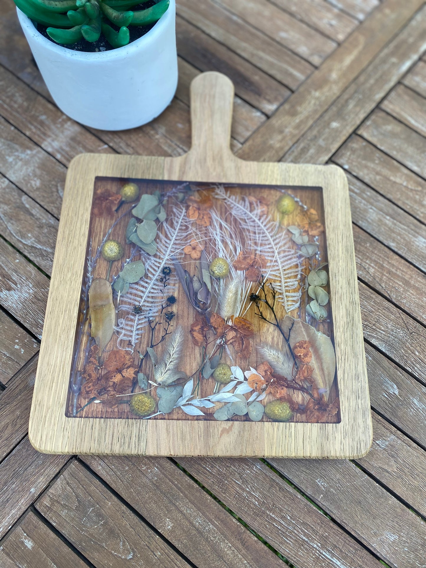 Paddle Resin Serving Board Flower Preservation