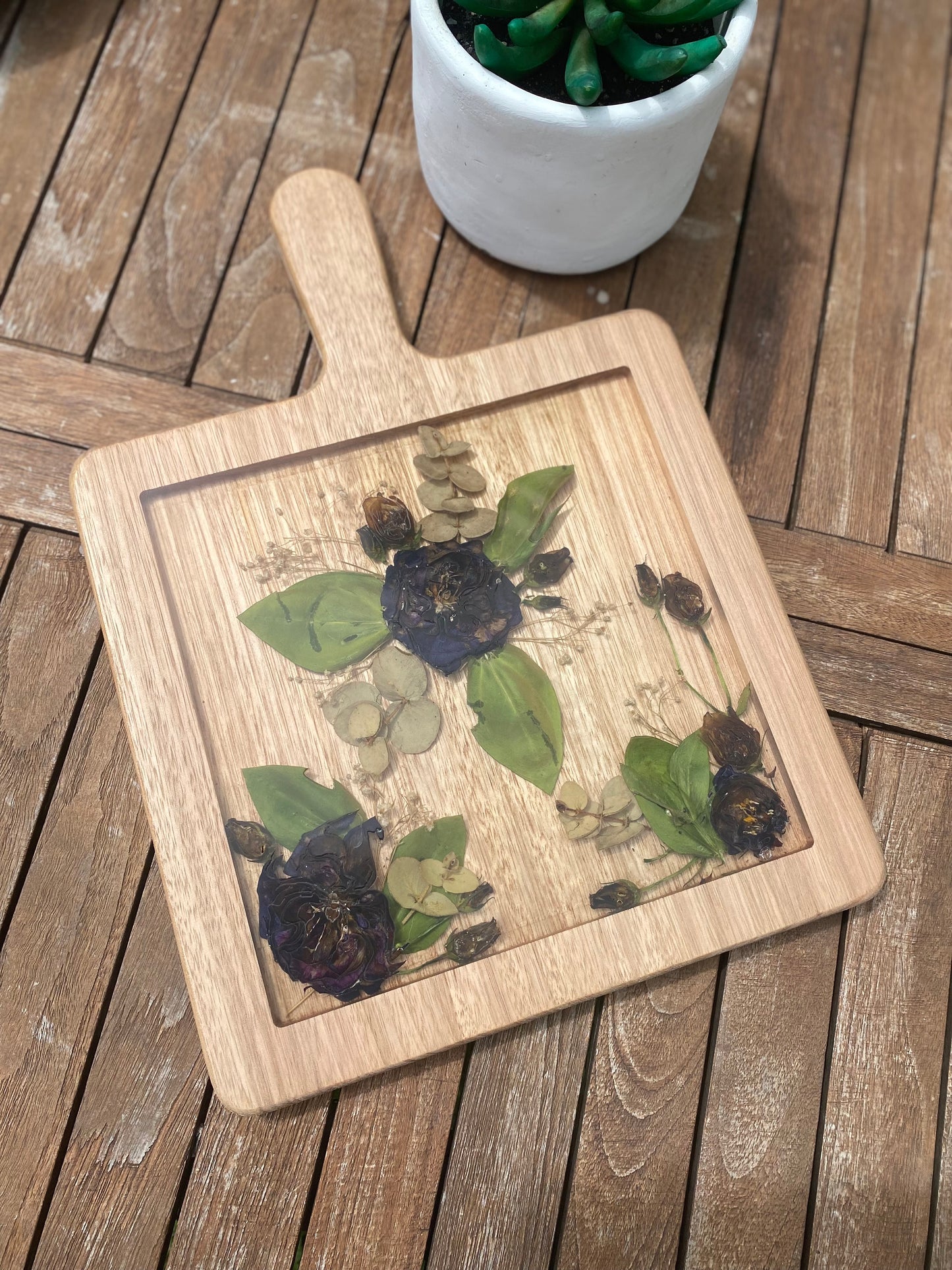 Paddle Resin Serving Board Flower Preservation