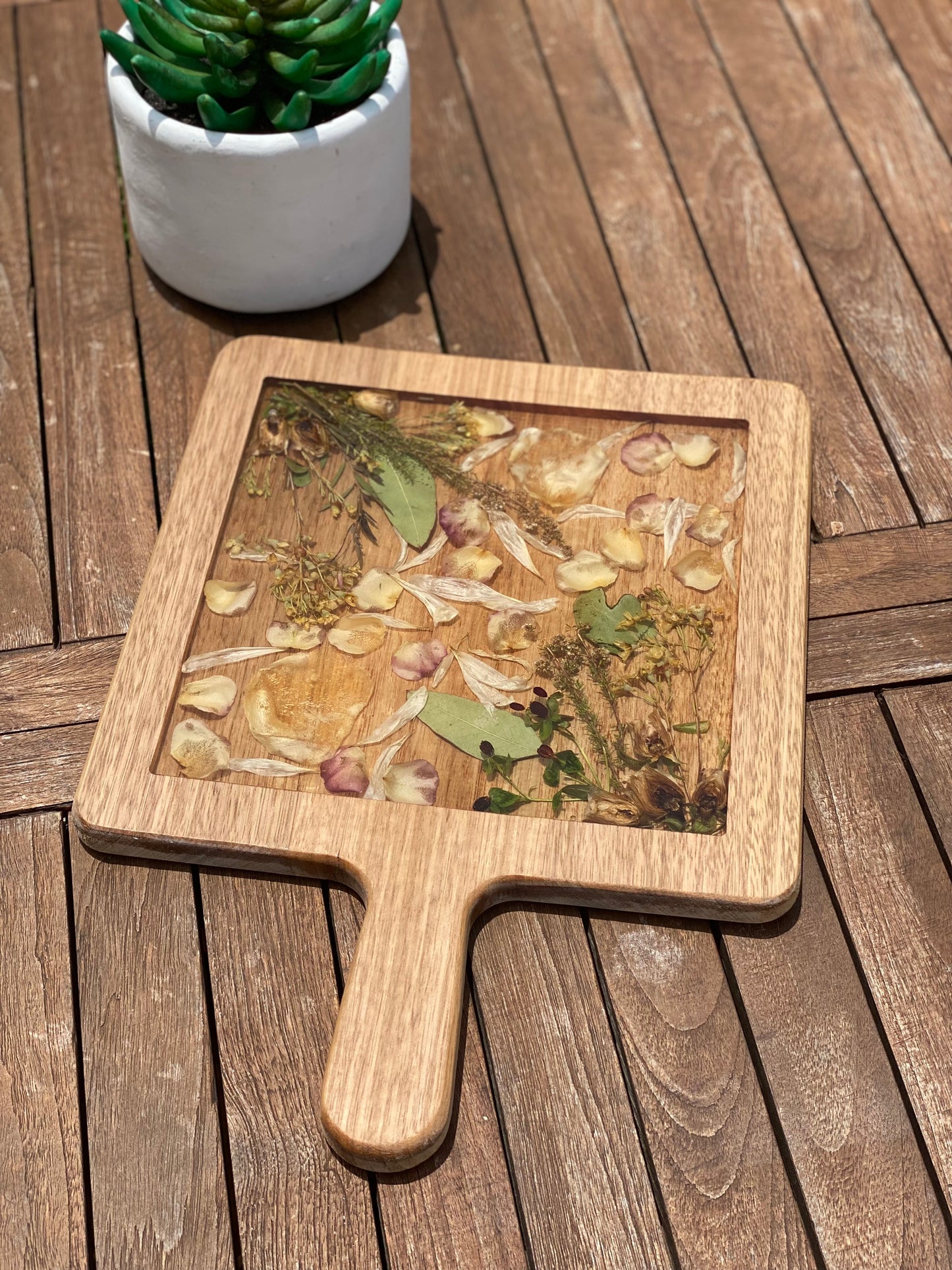 Paddle Resin Serving Board Flower Preservation