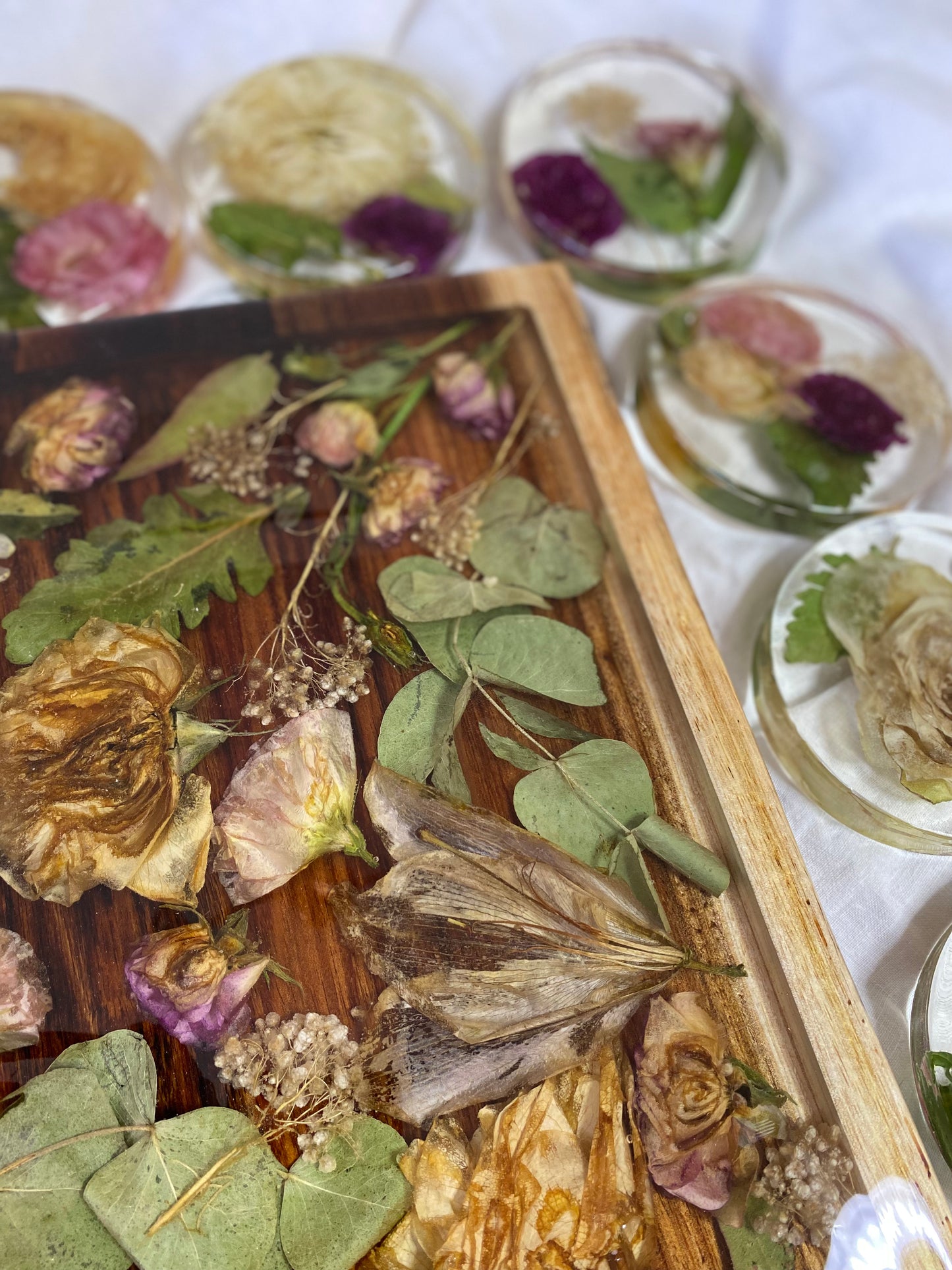 Live Edge Rectangle Serving Board Flower Preservation