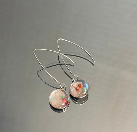 Silver Resin Dangle Earrings (139)